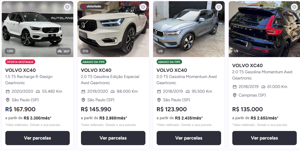 Anúncios de Volvo XC40 usados